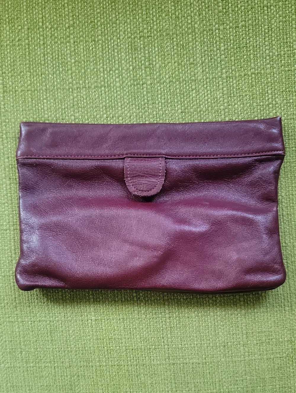 Vintage By BOSCA Leather  Clutch with Gold Accent